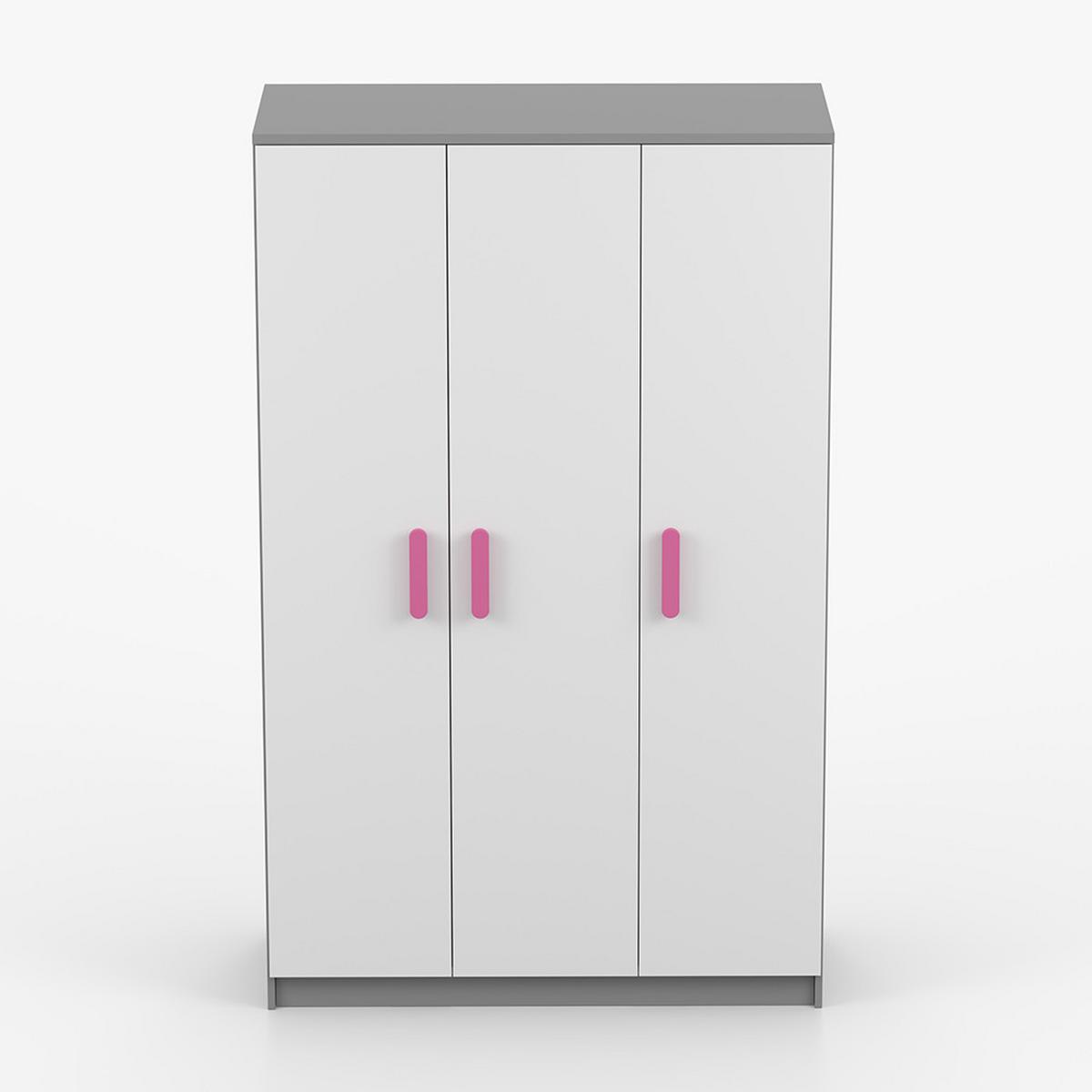 KLEIDERSCHRANK Jonas II 2D 19, 120/192/50, 3-türig, grau - Rosa/Grau, Holzwerkstoff (120/194/50cm) - imoebel24