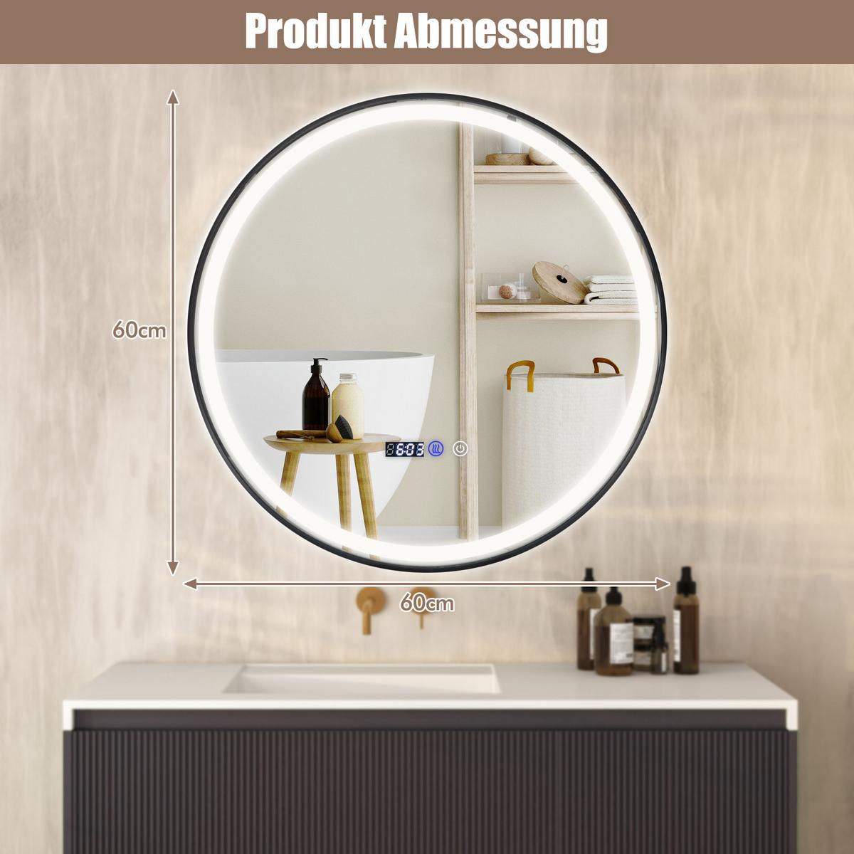 BADEZIMMERSPIEGEL Silber - Silberfarben, Glas (60/4/60cm) - COSTWAY