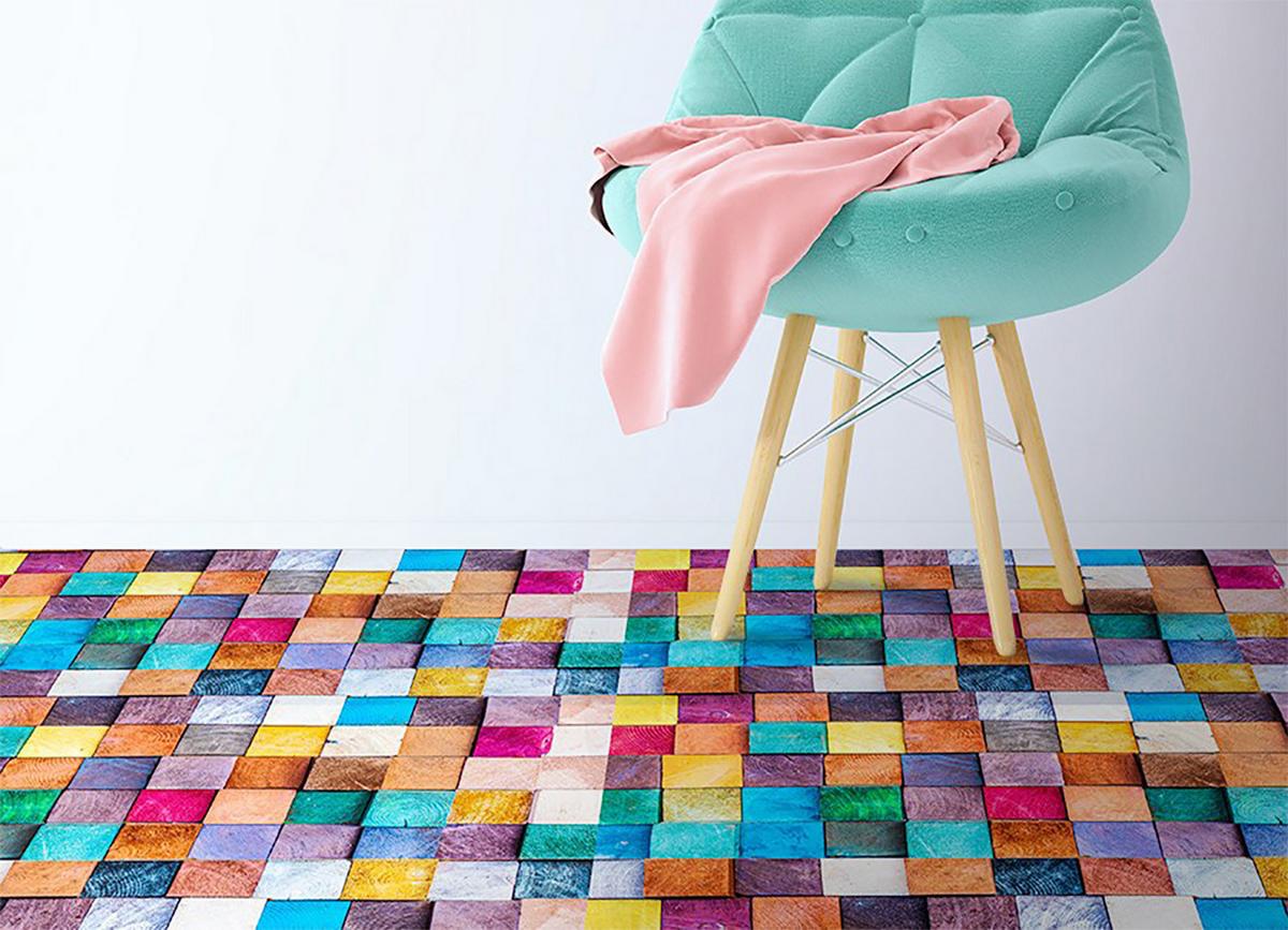 VINYL TEPPICH 80x120 cm Holzplättchen - Multicolor, Kunststoff (80/120cm) - TULUP