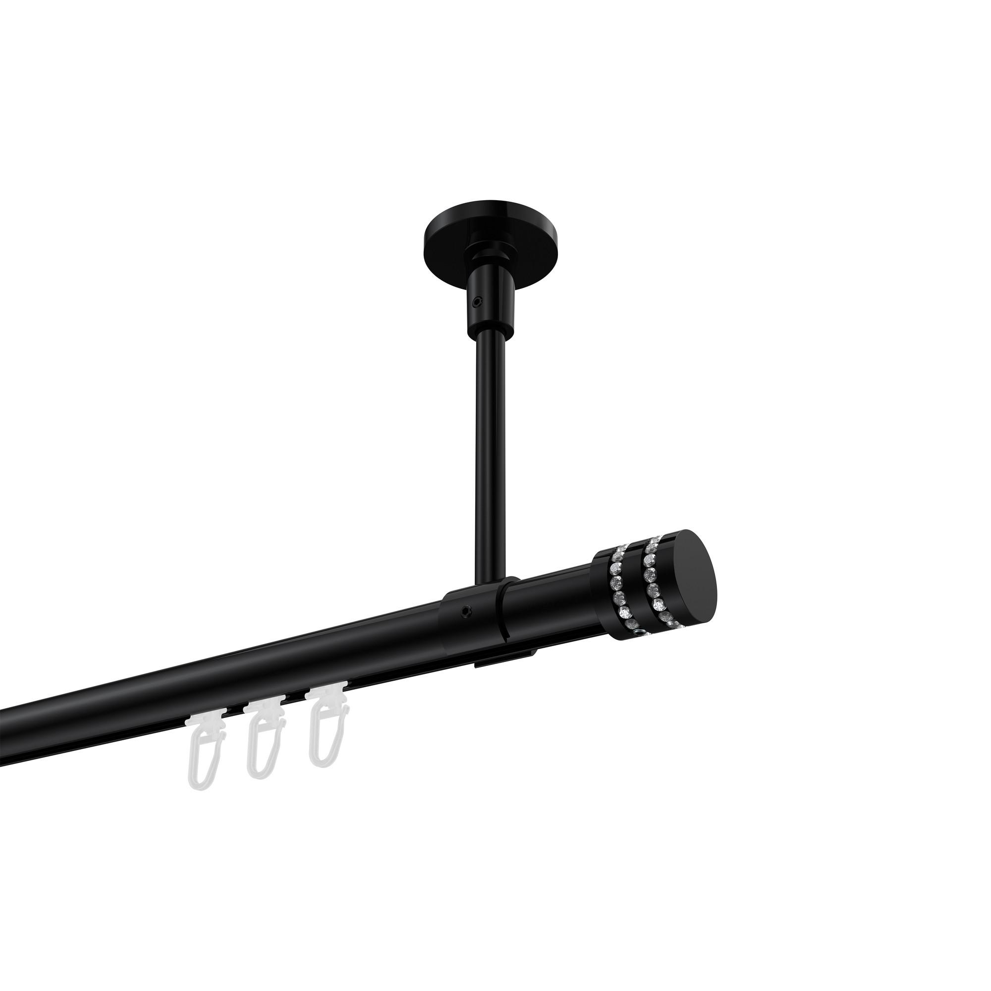 GARDINENSTANGE INNENLAUF Sonette Estana 180 cm, 1-läufig, 20 mm Ø Schwarz - Schwarz, Metall (180cm) - INTERDECO