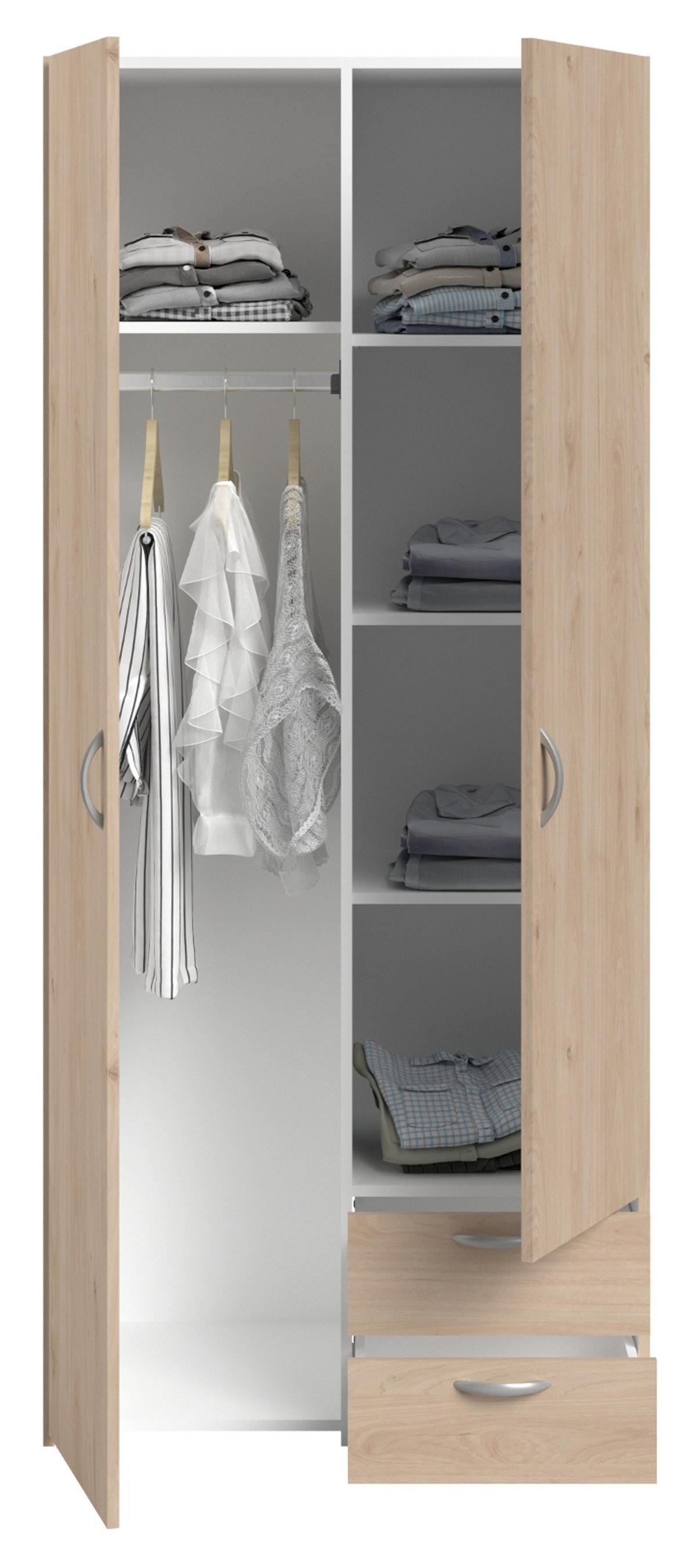 KINDERZIMMER Eiche, grün 2-teilig, Jugendzimmer-Set mit Stauraumbett und Kleiderschrank - Eichefarben/Silberfarben, Holzwerkstoff/Kunststoff (203/79/136cm) - Parisot Meuble