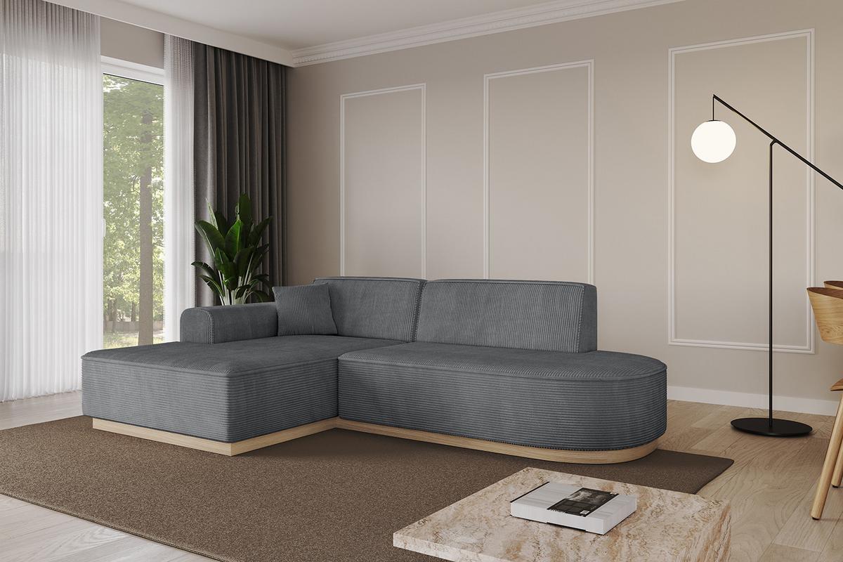 ECKSOFA Ottomane Links IREA-L1 - 232x165x80 cm Duneklgrau - Dunkelgrau, Holzwerkstoff/Textil (232/165cm) - ALTDECOR
