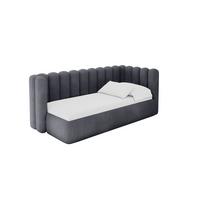 EINZELLBETT Jugendbett mit Bettkasten und Matratze H3/H4, Links - HUGY 100x200 Dunkelgrau - Dunkelgrau, Holzwerkstoff/Textil (100/200cm) - ALTDECOR