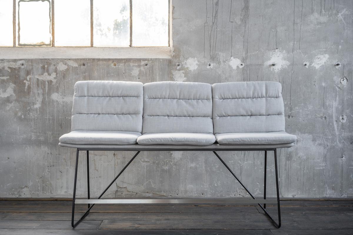 THEKENBANK VINCE Hellgrau Webstoff - Hellgrau, Textil (180/110/56cm) - KAWOLA