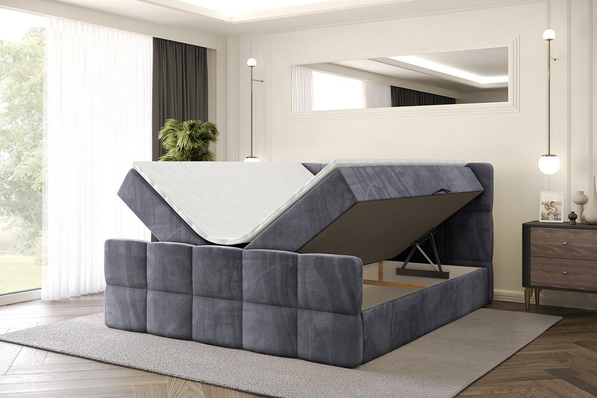 BOXBETT mit Matratze H4 und Lattenrost - LIRO-Z - 120x200 - Dunkelgrau Casablanca - Dunkelgrau, Holzwerkstoff (120/200cm) - ALTDECOR