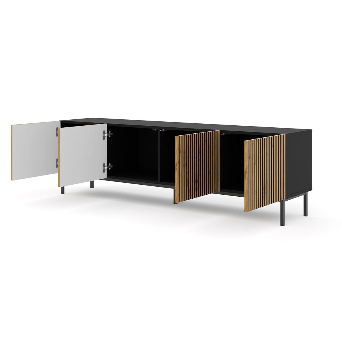 TV-MÖBEL Philaé Holz und Schwarz - Schwarz, Holzwerkstoff (200/58/42cm) - Petits-meubles