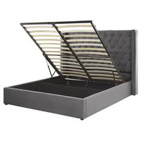 POLSTERBETT 160/200cm Grau Lubbon - Grau, Textil (160/200cm) - Beliani