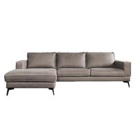 ECKSOFA BLOOM Hellgrau Leder - Hellgrau/Schwarz, Leder/Metall (276/177cm) - KAWOLA