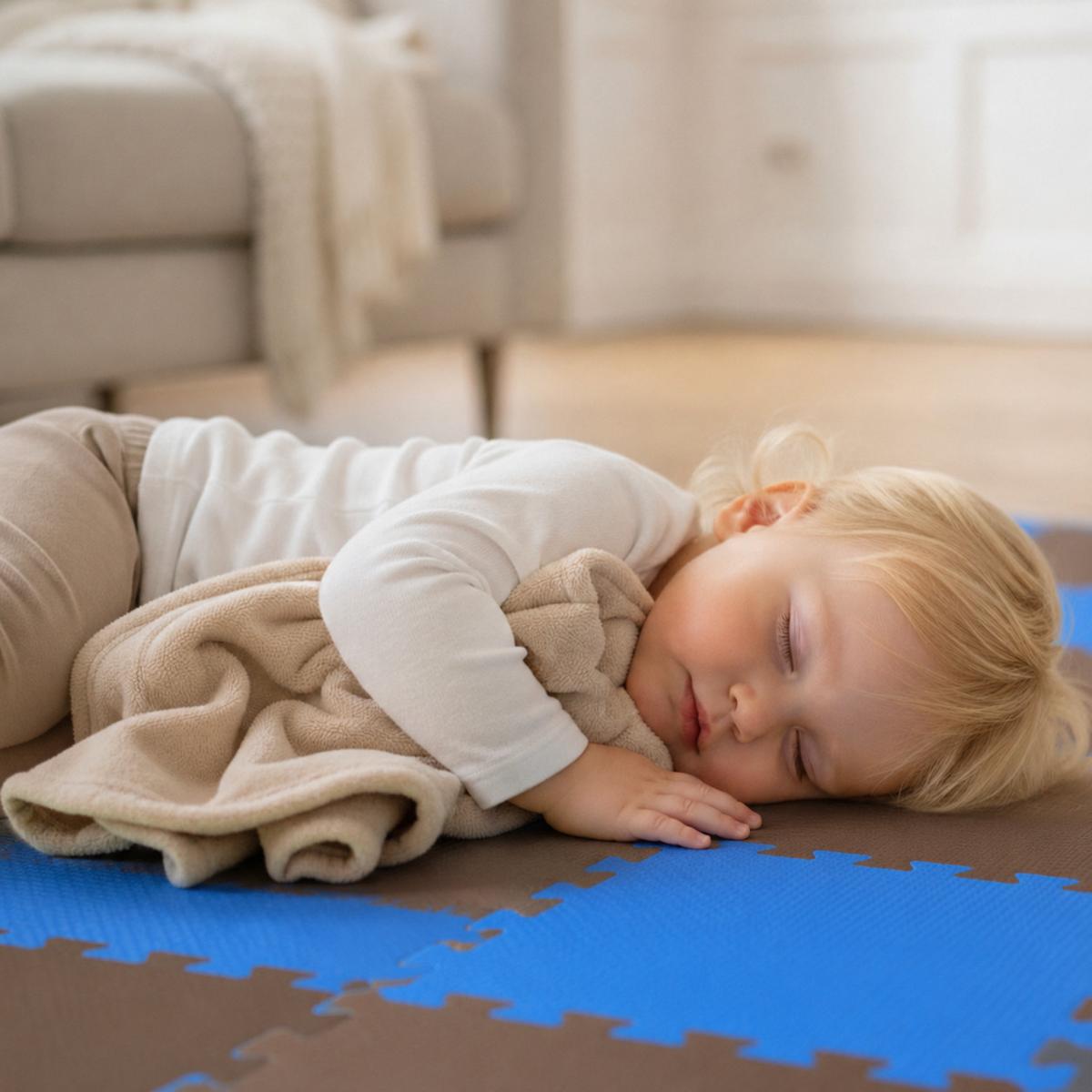SPIELMATTE ab Null - 180/90/1 cm Puzzlematte Grau - Blau/Grau, Kunststoff (30/30cm) - Littletom