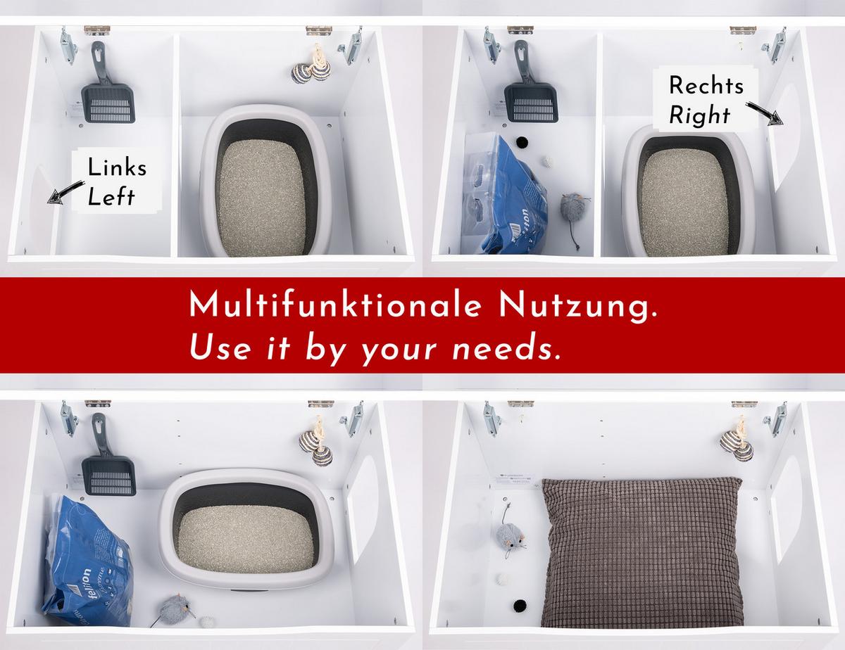 KATZENSCHRANK für Katzentoilette groß aus Holz - Weiß, Holz (73.5/57/51.5cm) - WONDERMAKE