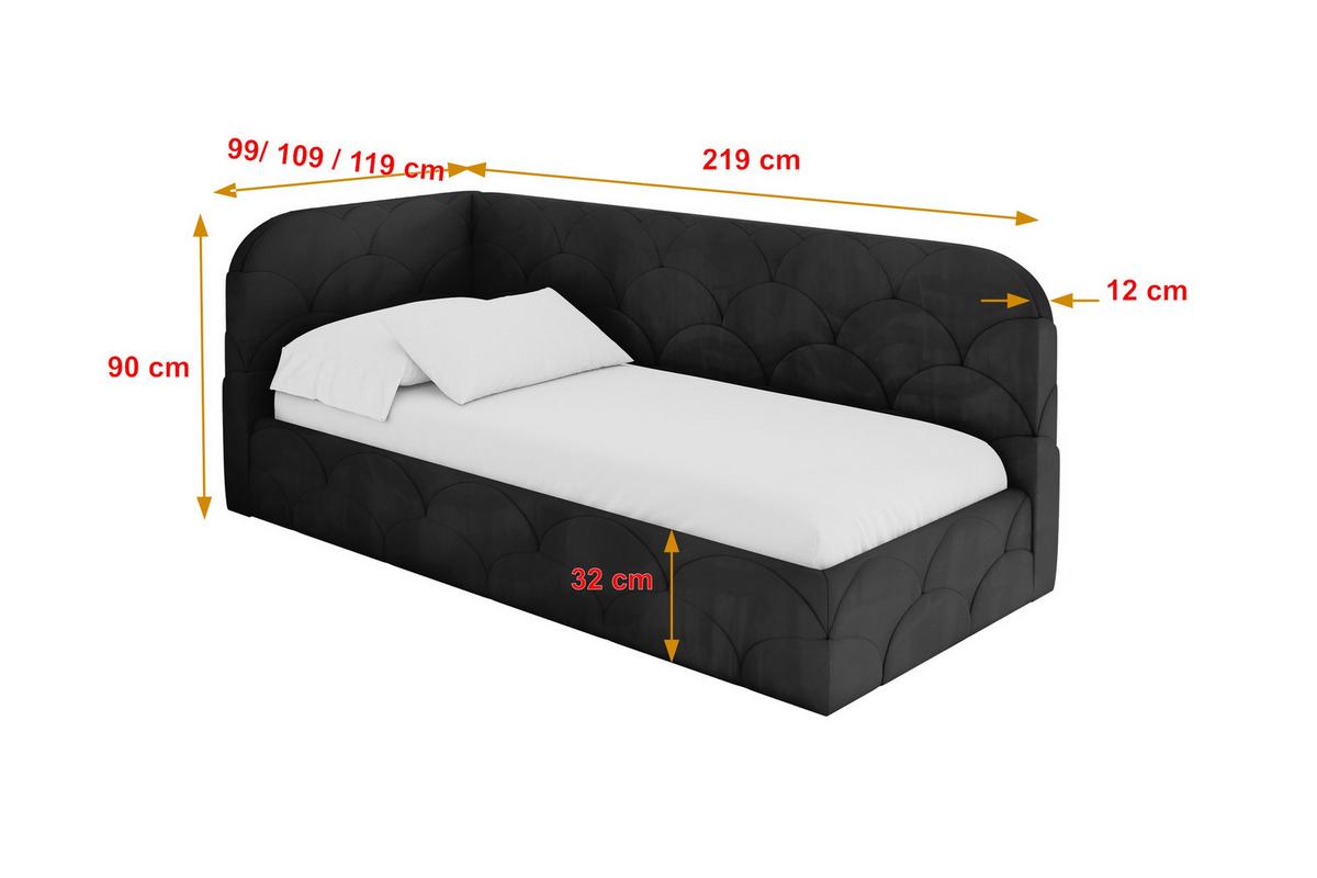EINZELLBETT Jugendbett mit Bettkasten, Rechts - ELRY 80x200 Schwarz - Anthrazit, Holzwerkstoff/Textil (80/200cm) - ALTDECOR
