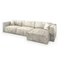 ECKSOFA TOLMO P Creme Kordstoff mit Schlaffunktion - Creme/Grau, Holz/Kunststoff (347/148cm) - MASSENO