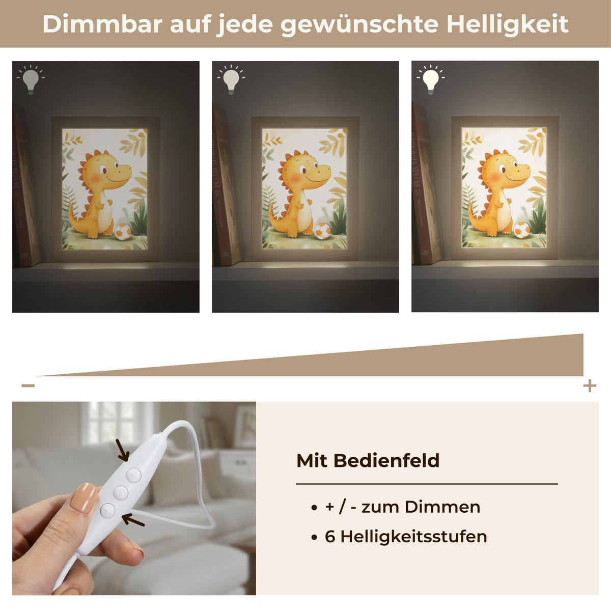 WANDLEUCHTE Dino - Fußball - Orange 15x20 cm - Beige, Holzwerkstoff (15/20/8cm) - OnlyWow