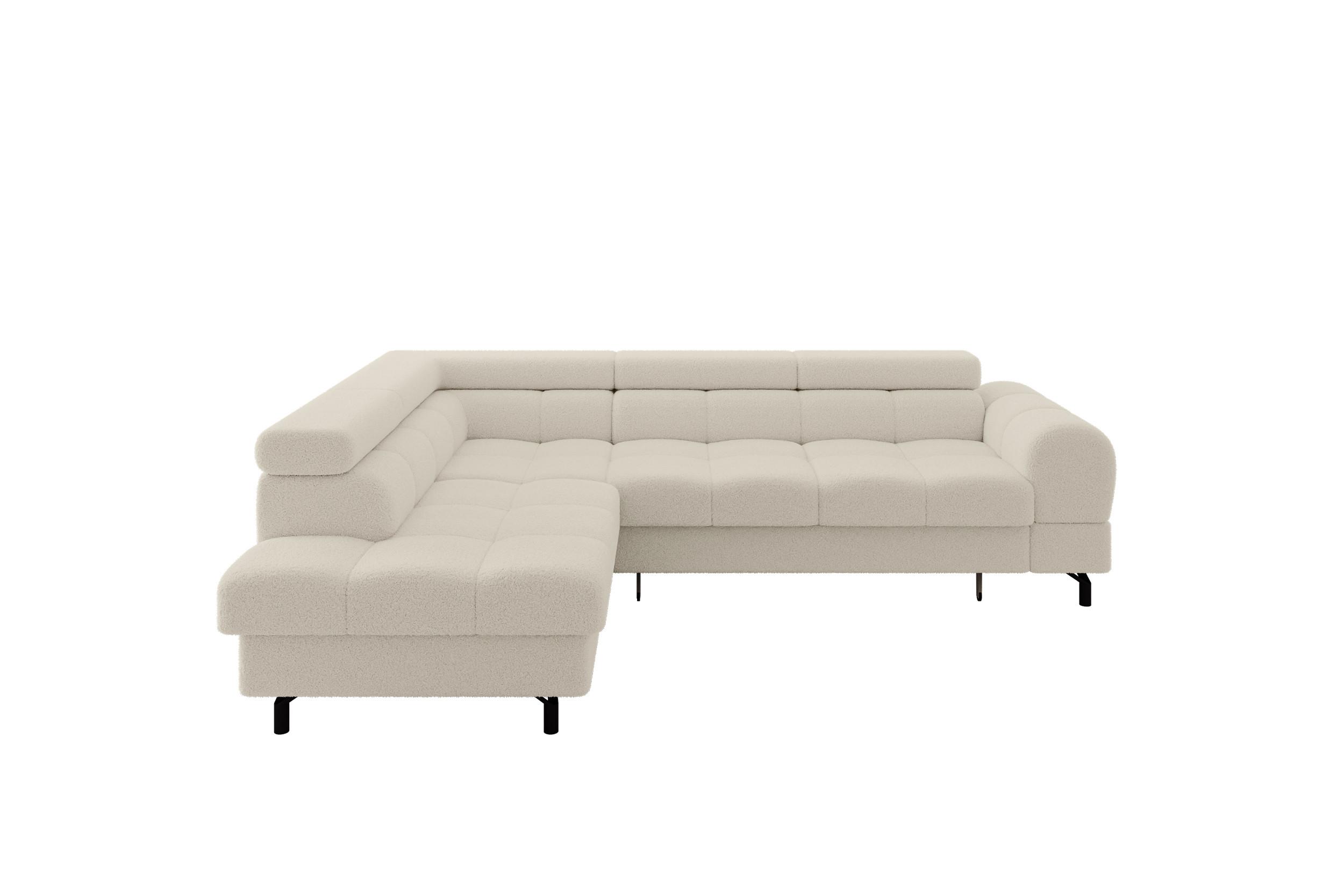 ECKSOFA mit Schlaffunktion Ottomane Links LUMA-L 272x203x70 Beige Bouclé - Sandfarben/Schwarz, Holzwerkstoff/Kunststoff (272/203cm) - ALTDECOR