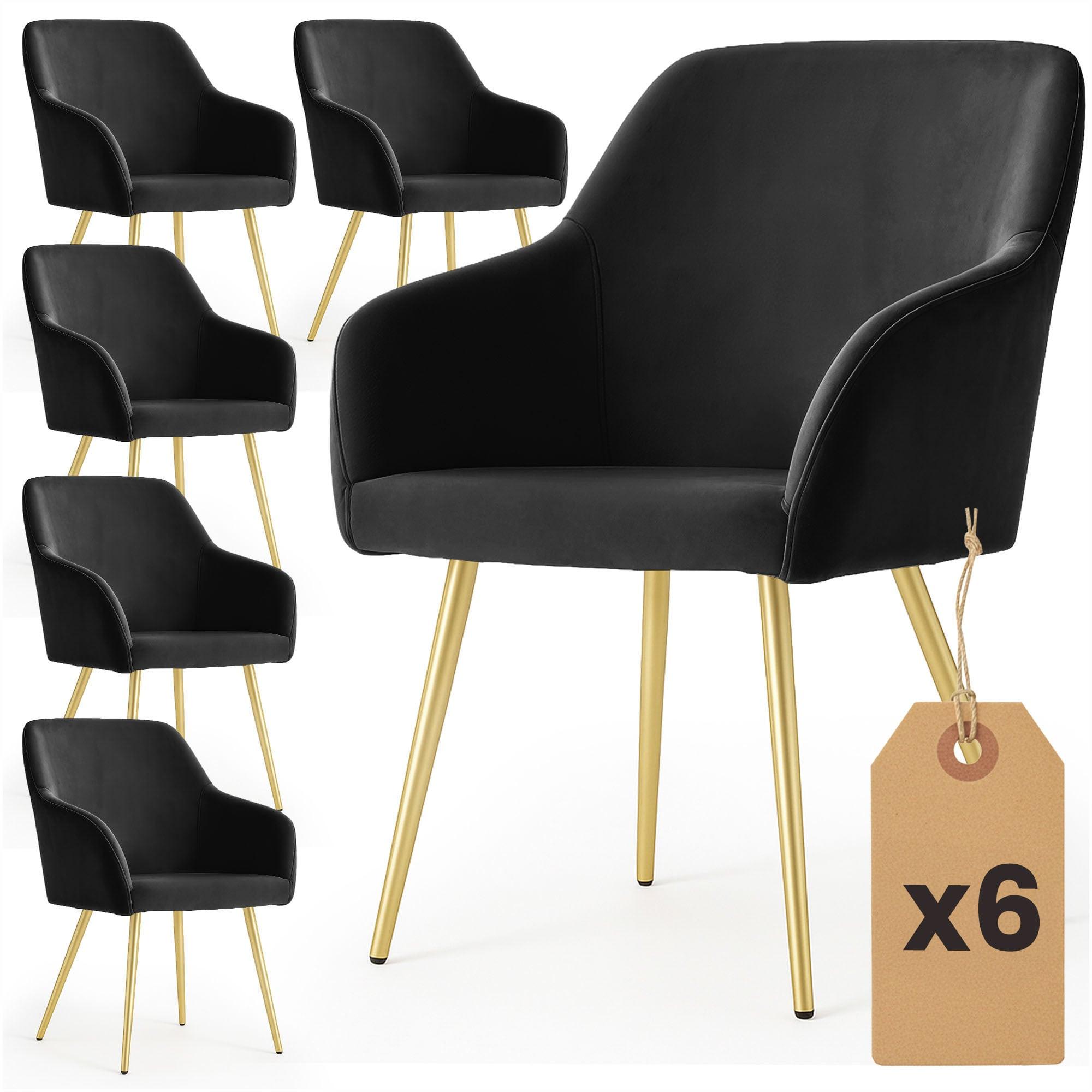 POLSTERSTUHL 6er Set, Metallbeine Schwarz, Gold 54,5/83/58 - Schwarz, Textil (55/83/51cm) - RAUMHIRSCH FURNITURE