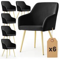 POLSTERSTUHL 6er Set, Metallbeine Schwarz, Gold 54,5/83/58 - Schwarz, Textil (55/83/51cm) - RAUMHIRSCH FURNITURE