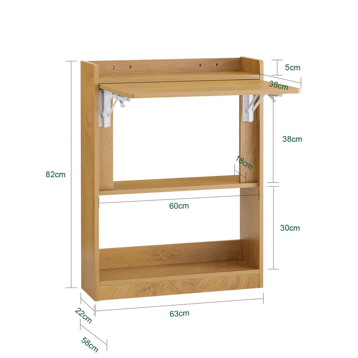 SCHREIBTISCH klappbar, 63x82x58cm, Natur - Naturfarben, Holzwerkstoff (58/63/82cm) - SoBuy