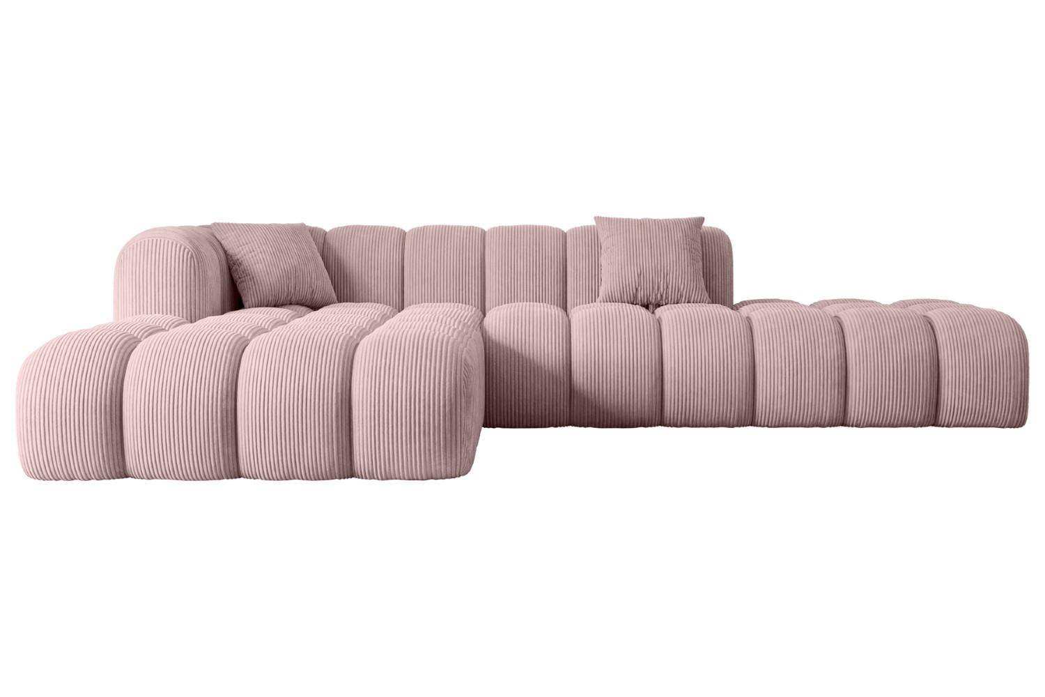 ECKSOFA Ottomane Links OLEA-L2 - 289x176x71 cm Rosa - Schwarz/Rosa, Holzwerkstoff/Kunststoff (176/289cm) - ALTDECOR