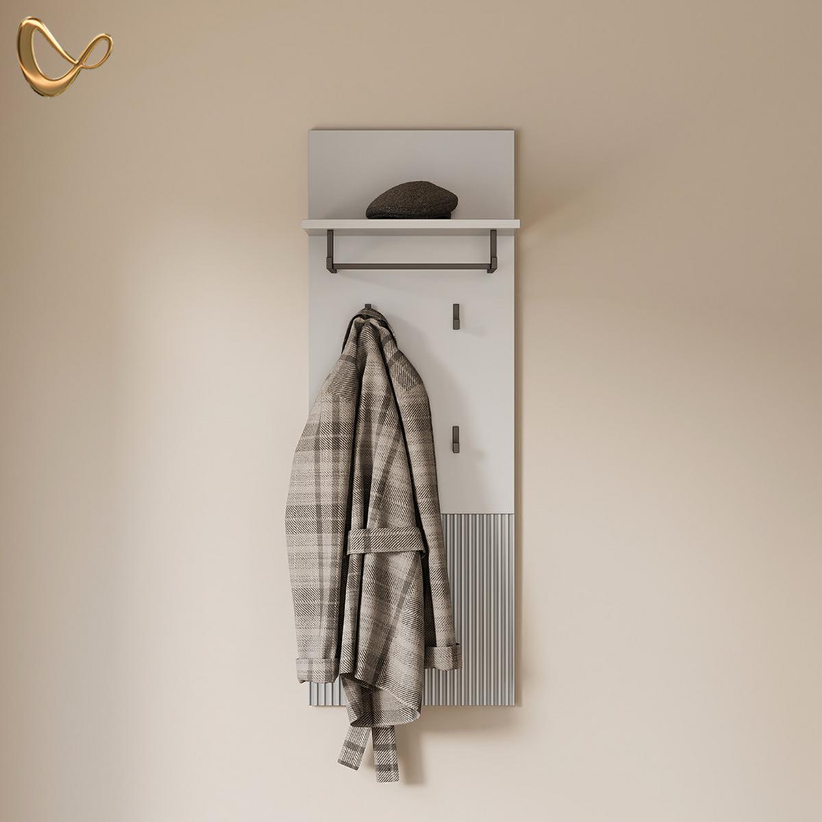 WANDGARDEROBE Aterno Grau 43 x 120 cm - Grau, Holzwerkstoff (43/120/27cm) - Livinity®