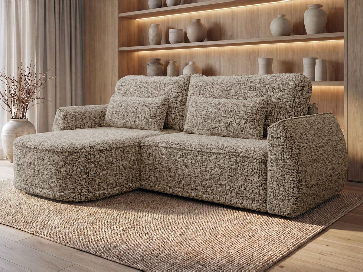 ECKSCHLAFSOFA Lorenzo - Hellbraun/Schwarz, Holz/Kunststoff (260/165cm) - MIRJAN24