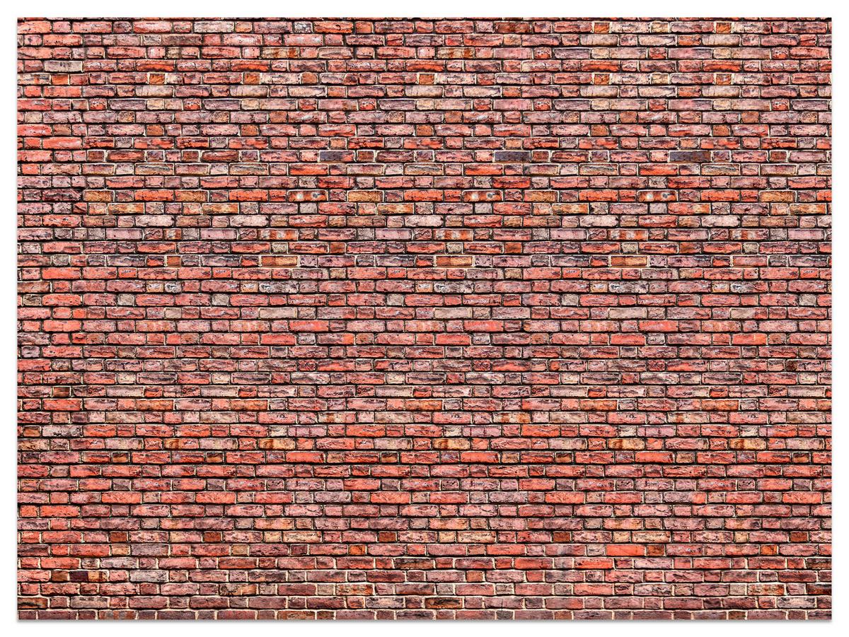 FOTOTAPETE für Wohnzimmer Alter Ziegelstein Roter Wand Rustikal 450x315 - Rot/Orange, Papier (450/315cm) - Muralo