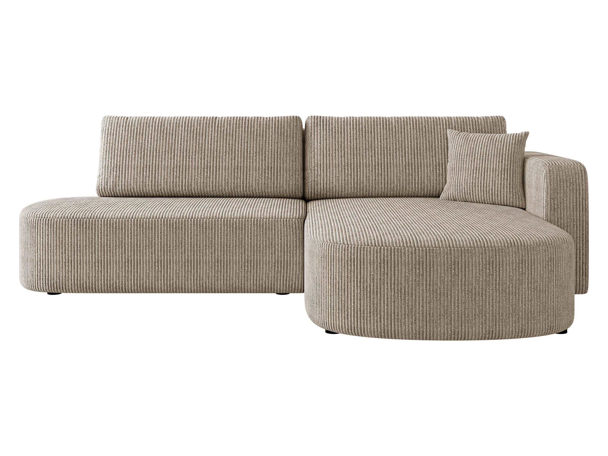 ECKSOFA Zerte Cord, Seite: Rechts - Beige/Schwarz, Holz/Kunststoff (252/175cm) - MIRJAN24