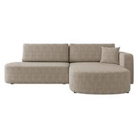 ECKSOFA Zerte Cord, Seite: Rechts - Beige/Schwarz, Holz/Kunststoff (252/175cm) - MIRJAN24