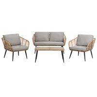 4-SITZER LOUNGE SET Rattan Natürlich Corinth Ii - Naturfarben, Kunststoff - Beliani