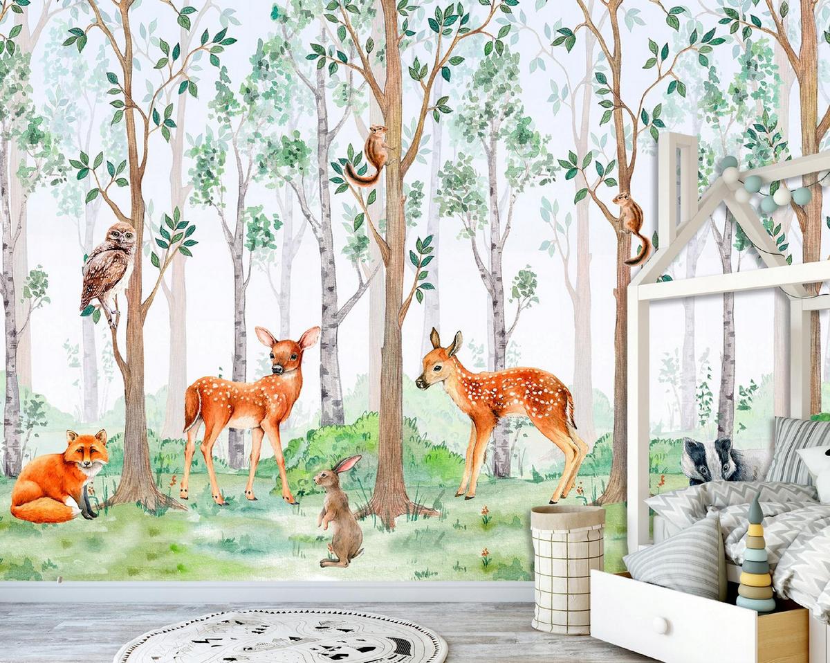 FOTOTAPETE Kinderzimmer Wald Vliestapete Tapete 400x280 - Multicolor, Papier (400/280cm) - Wallarena