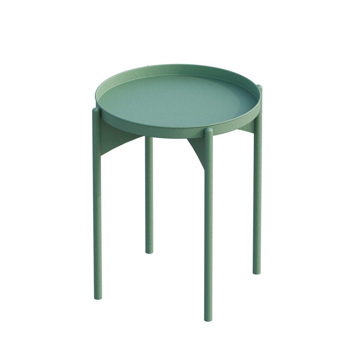 BEISTELLTISCH mit runder Metallplatte H57 cm - COLE - Salbeigrün, Metall (44/44/57cm) - Calicosy