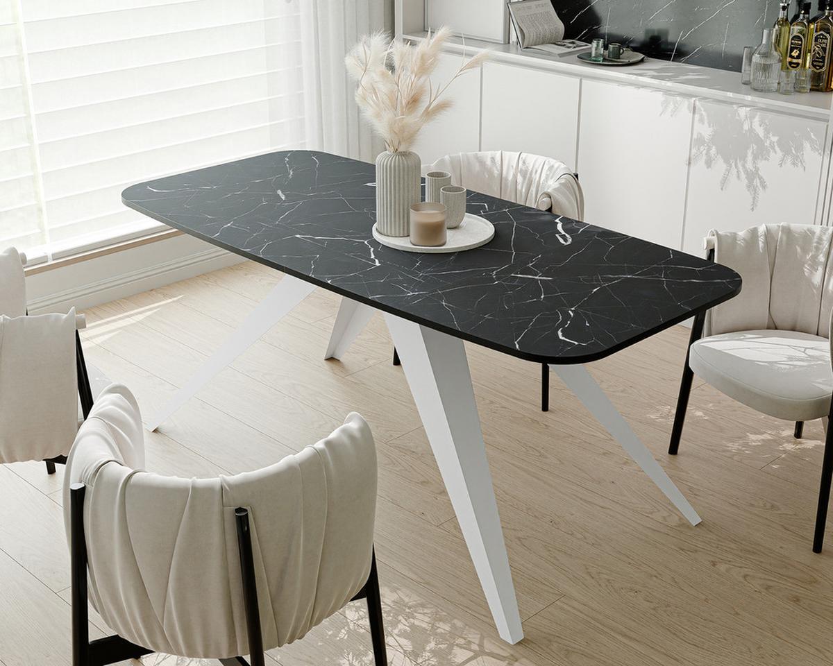 AUSZIEHTISCH FENTO 160/80/76 cm, Weiß / Grigia Pietra (Steingrau) - Weiß/Grau, Holzwerkstoff/Metall (80/160/76cm) - Idohome