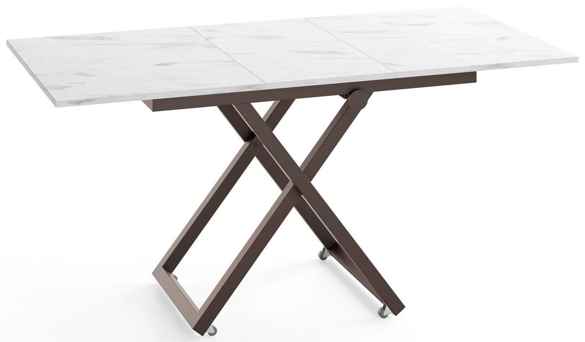 COUCHTISCH Axen höhenverstellbar ausziehbar, Marmor Weiß 120-160/80/38-75 cm - Ecru/Braun, Holzwerkstoff/Metall (80/160/75cm) - WFL GROUP