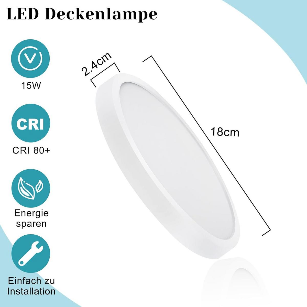 LED-DECKENLEUCHTE Dorian 18/18/2.4 cm - Weiß, Kunststoff (18/18/2.4cm) - ZMH
