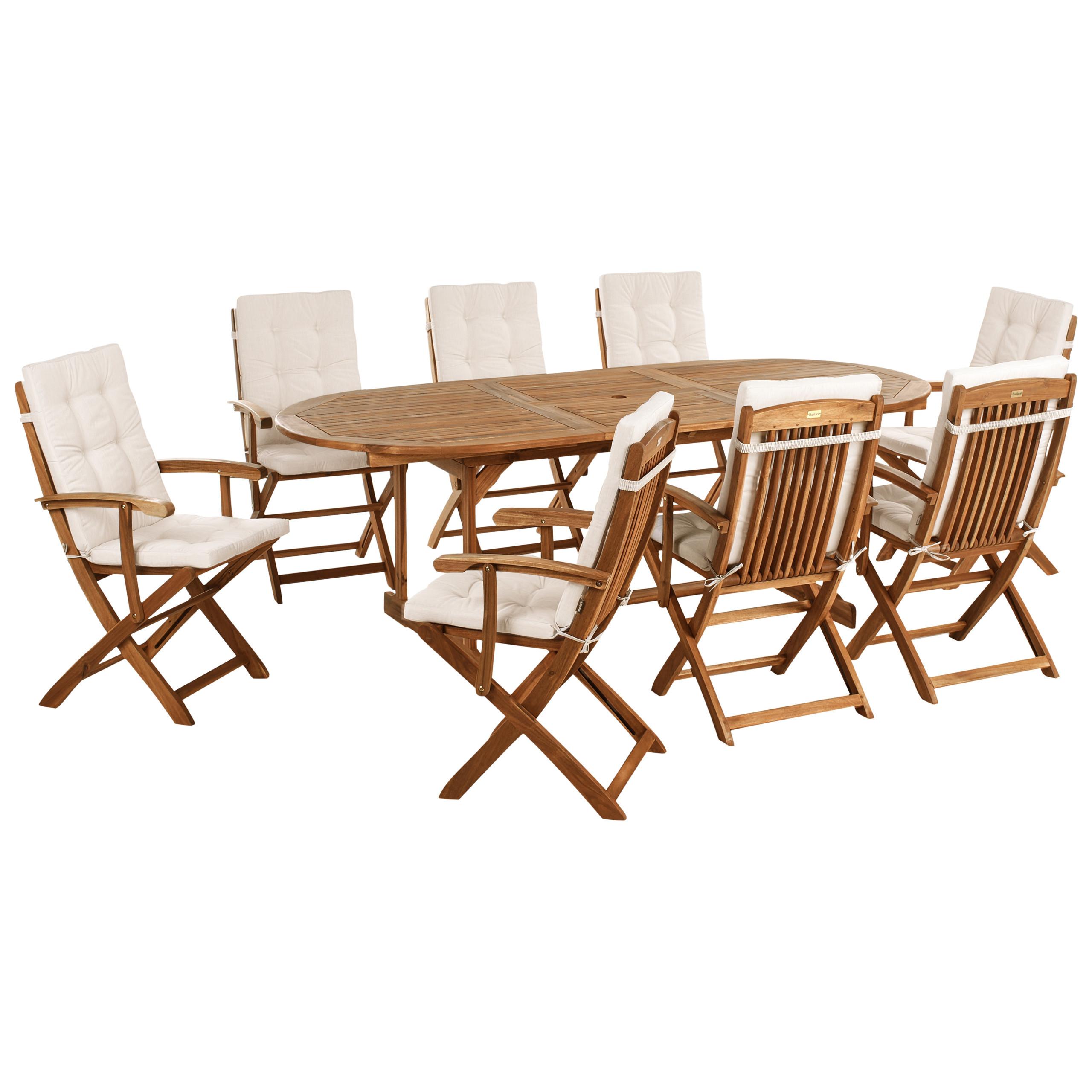 GARTENMÖBEL-SET 8-Sitzer Hellbeige Akazienholz Maui Premium - Beige, Holz - Beliani