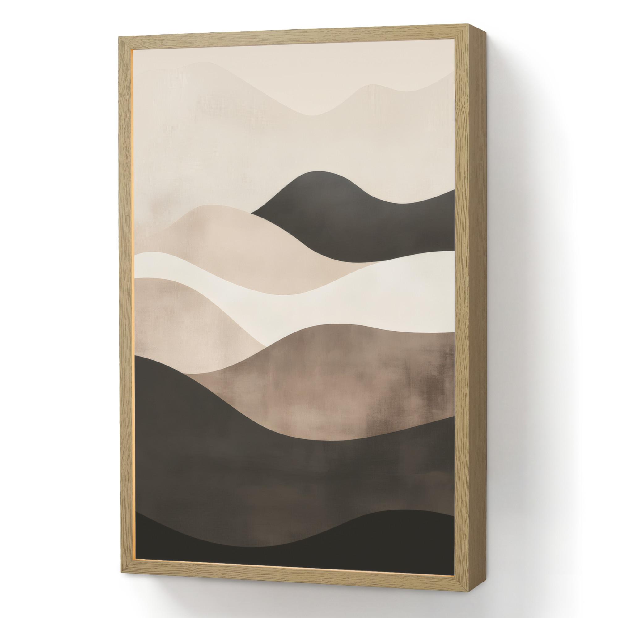 WANDLEUCHTE MIT AKKU Abstrakt - Landschaft - Wellen - Cremefarben 40x60 cm - Graubraun, Holzwerkstoff (40/60/8cm) - OnlyWow