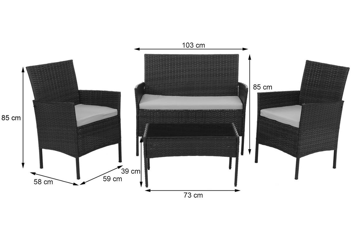 GARTEN-GARNITUR Anthrazit, Cremeweiß - Anthrazit/Weiß, Kunststoff - MCW