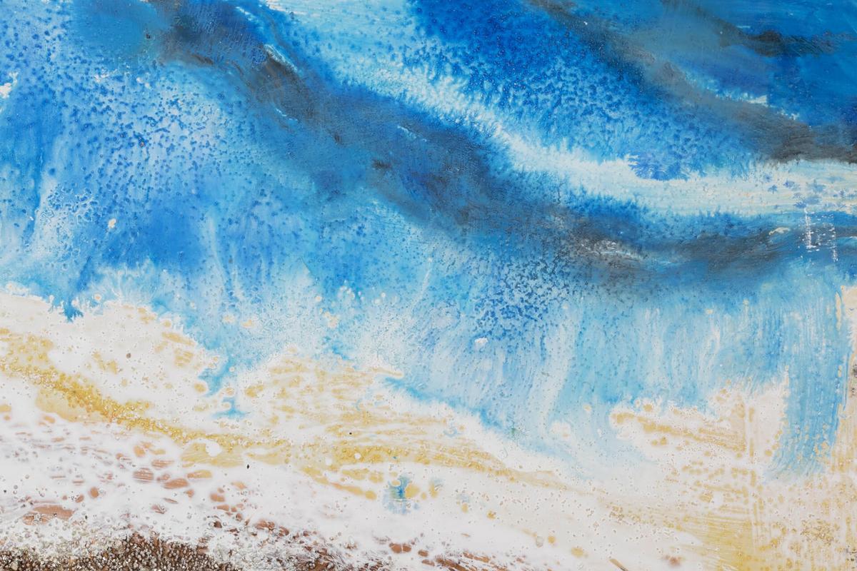 ACRYLBILD HANDGEMALT 120/60 cm - Blau/Braun, Holz/Textil (120/60cm) - KUNSTLOFT