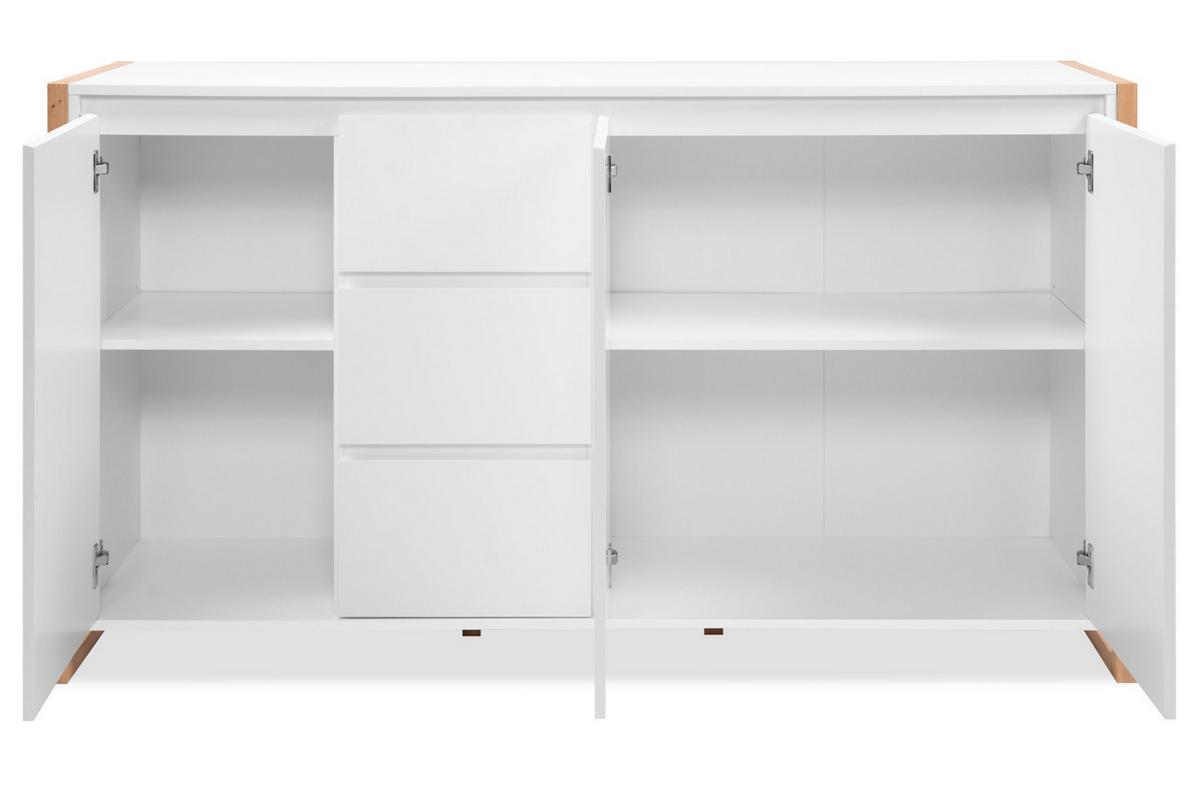 SIDEBOARD weiß, Eiche Artisan 160 x 88 cm, Kommode mit viel Stauraum - Weiß/Eiche Artisan, Holzwerkstoff (160/88/40cm) - Furn.Design