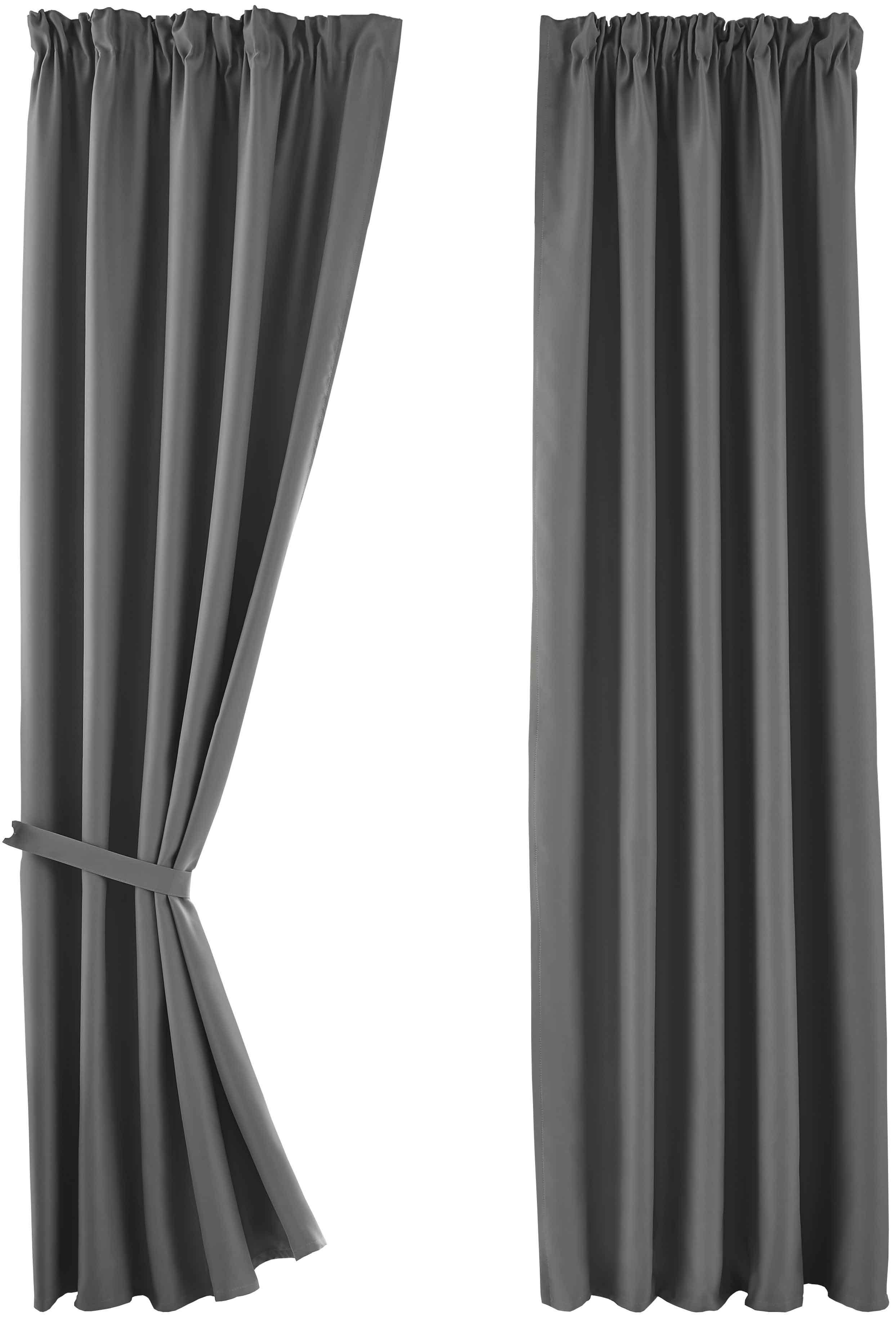 VORHANG 2ER SET NEWYORK HxB 245x295 cm Dunkelgrau - Dunkelgrau, Textil (295/245cm) - Gardinenbox