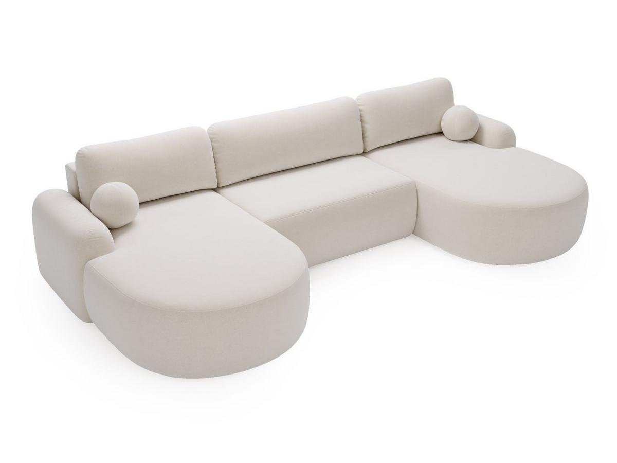 ECKSOFA Aurio U Bouclé-Stoff Weiß - Schwarz/Weiß, Kunststoff/Textil (347/177cm) - Graingold