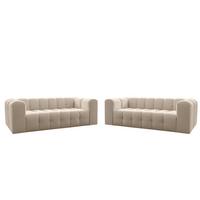SOFASET Solvie 3-3 In Tiffani - Beige, Holzwerkstoff/Textil (230/75/106cm) - Fun Möbel
