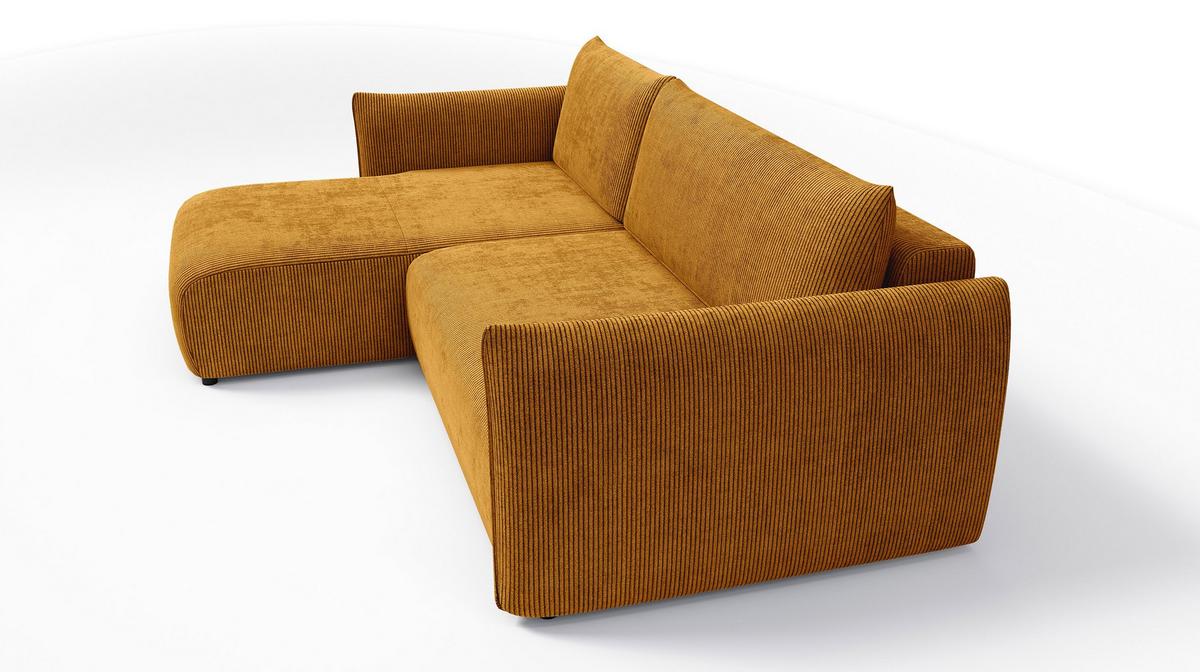ECKSOFA TAUER 3-Sitzer rechts, safran - Gelb/Schwarz, Holz/Textil (248/173cm) - Wozimo