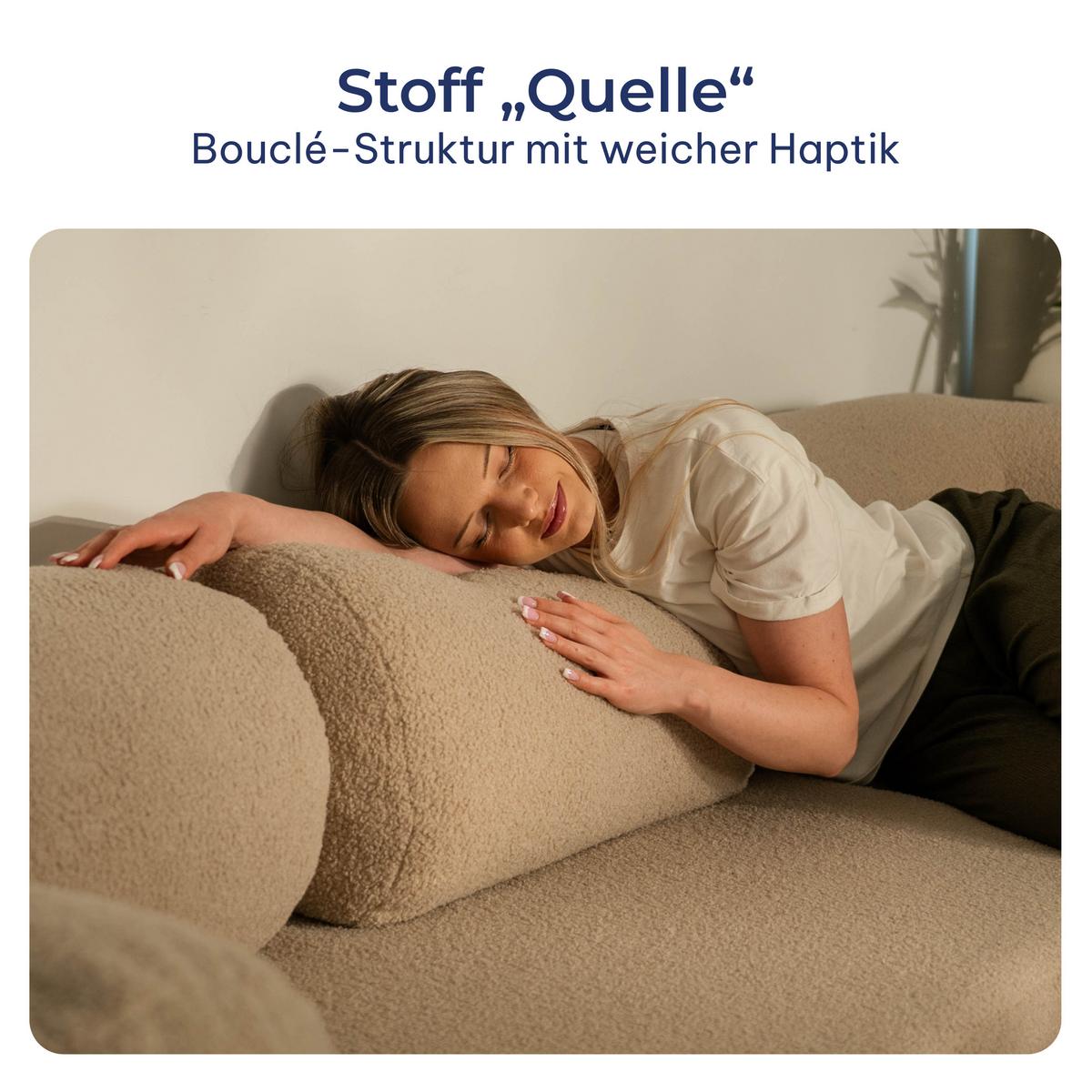 ECKSOFA KELI modulares Boneless Sofa mit Schlaffunktion Hellgrau Boucle-Stoff - Hellgrau, Textil (270/160cm) - MASSENO