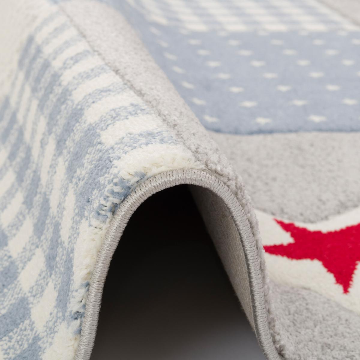 KINDER TEPPICH MAUI KIDS KARO STERNE - Blau, Textil (120/170cm) - Pergamon