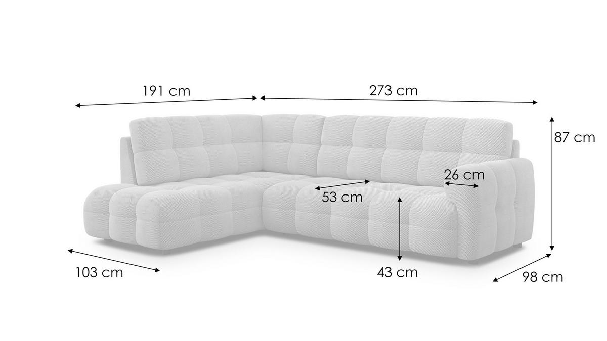 ECKSOFA MELLOW 5-Sitzer, grau - Schwarz/Grau, Holz/Textil (283/191cm) - Wozimo
