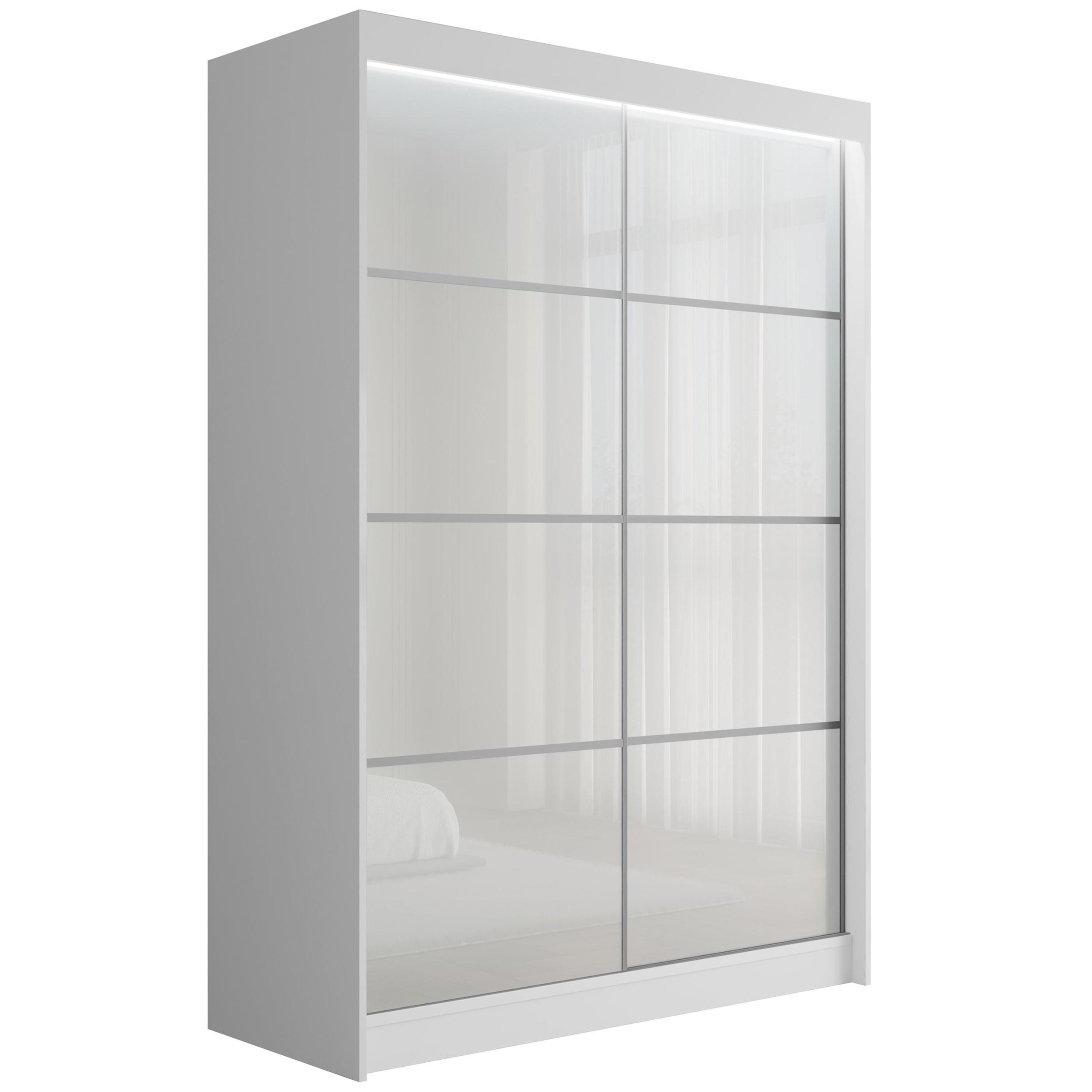 KLEIDERSCHRANK PEKA III mit LED - 150 cm - Weiß - Weiß, Holzwerkstoff (150/215/61cm) - ALTDECOR