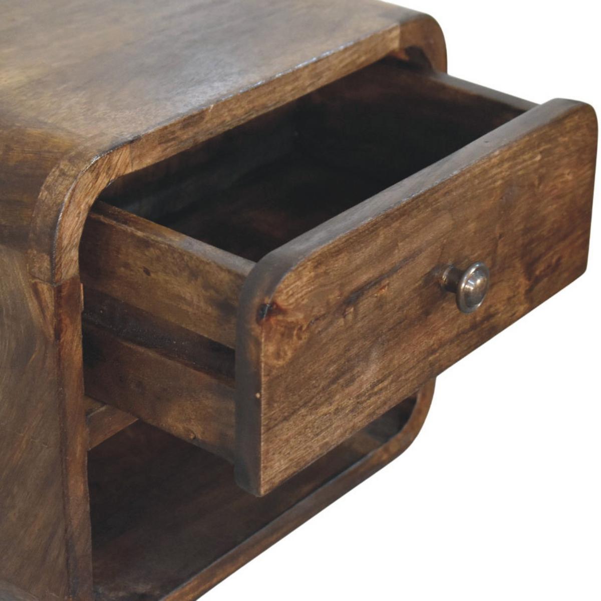 NACHTTISCH Abgerundet mit einer Schublade - Dunkelbraun/Messingfarben, Holz/Metall (30/25/25cm) - Artisan Furniture