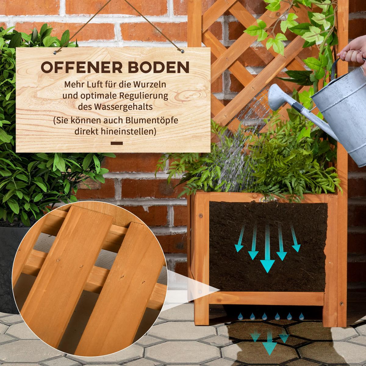 PFLANZKASTEN, Tanne, Braun - Braun, Holz (32/108/32cm) - Outsunny