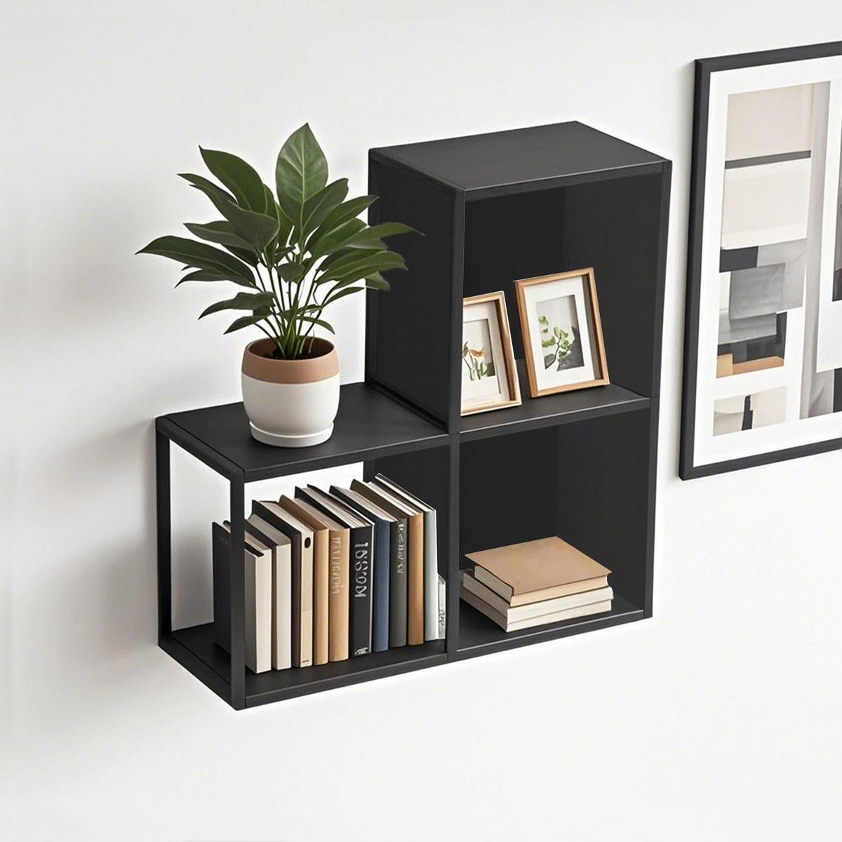 WANDREGAL-SET 3 TLG. Nostened - Schwarz, Metall (27.5/27.5/20cm) - [en.casa]