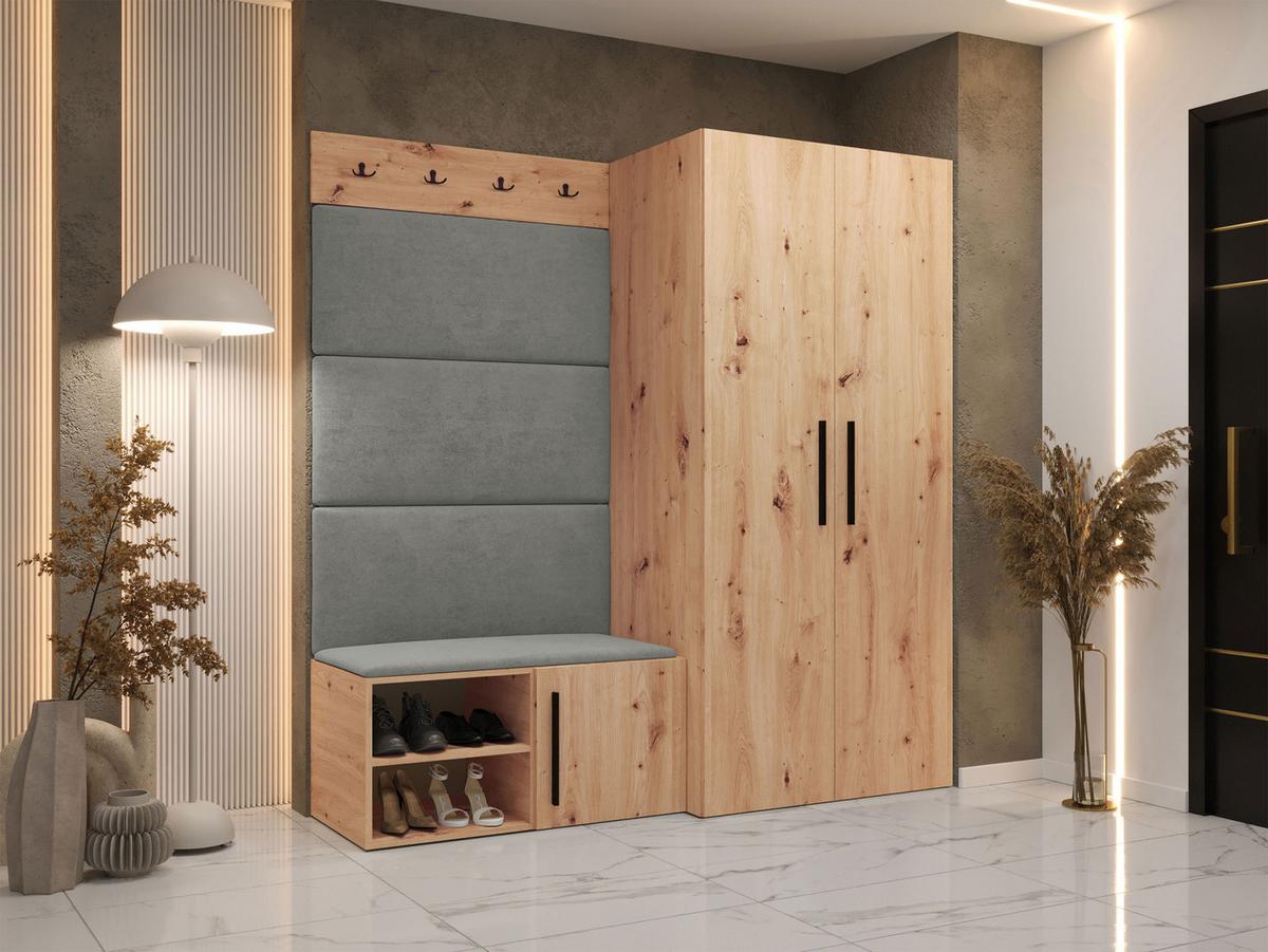GARDEROBEN-SET Medi I - Schwarz/Eiche Artisan, Holzwerkstoff/Kunststoff (80/191/50cm) - MIRJAN24
